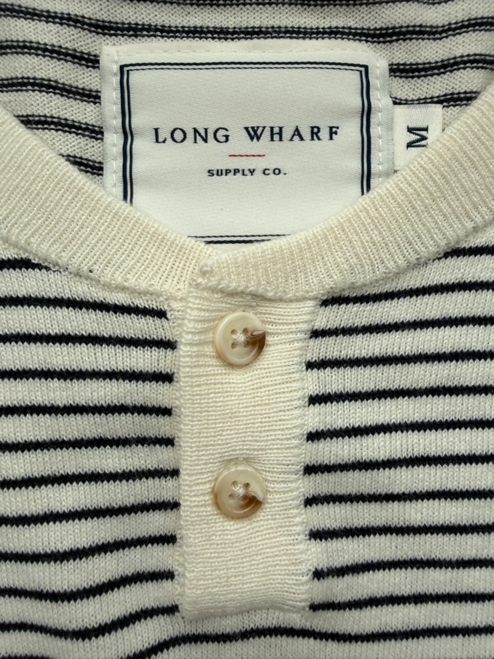 Long Wharf Supply Co. Men’s SeaWell Striped Knit Henley Size M - Picture 5 of 10